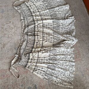 White and Gray Maxi A-Line Skirt with Tie Front